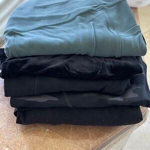 Athleta leggings - black, army green, velour black, army print black